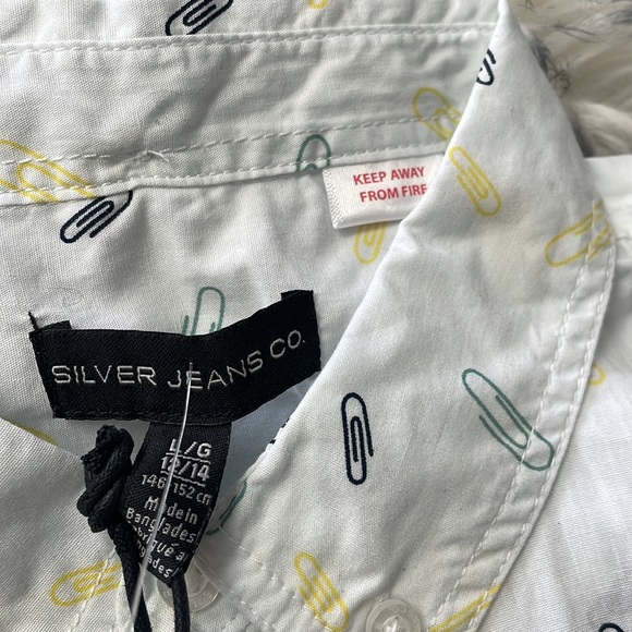 Silver Boys Short Sleeve Button Down Shirt NWT. Size 12-14 - Picture 5 of 7